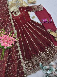 Hot Selling New Fashionable Designer Anarkali Dress for Women Full Sleeve Beautiful Georgette Indian Pakistani <b>Parties</b> Diwali - Product Image 5