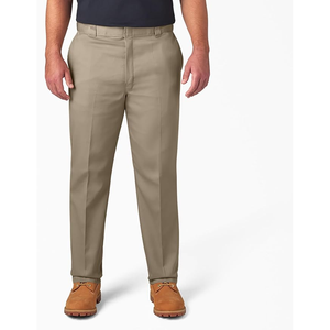 <b>Men's</b> <b>Khaki</b> Straight Fit Cotton Oxford Trousers Mid Waist Button Fly Casual Anti-Wrinkle Autumn Style - Product Image 1