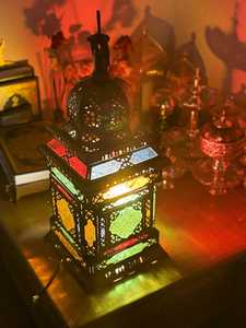 <b>Large</b> Moroccan Metal <b>Lantern</b> Authentic Hand-Punched Metal Floor Lamp Filigree Shadow Lamp Geometric Moorish Boho Gift - Product Image 5