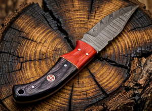 Couteau de chasse artisanal en acier Damas, fabrication OEM personnalisée, avec étui en cuir, lame pleine longueur, couteau de survie et de camping pour l'extérieur - Product Image 2