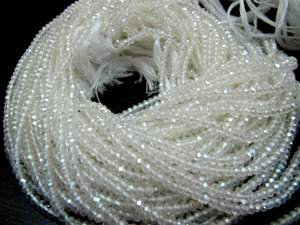 Cuentas facetadas de cuarzo hidrofílico opalescente místico blanco, forma rondelle, 3 mm, hebra de 13 pulgadas de largo - Product Image 2