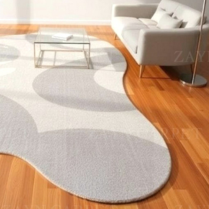 Hand Tufted <b>Grey</b> Organic Abstract Wool <b>Rug</b>, Irregular Minimalist Area Carpet for <b>Living</b> <b>Room</b> Bedroom Home Decor Wholesale - Product Image 2