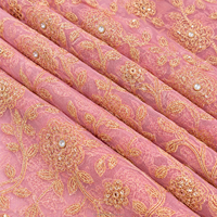 Tissu en dentelle filet perlée et ornée de strass, motif floral africain nigérian, fait main, pour robe de mariée George Wrapper – Vente chaude, écologique