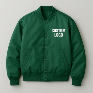 Blouson Bomber Homme Personnalisé Enduit Couleur Unie 100% Polyester Haute Qualité Logo Avant Coupe-Vent Respirant Streetwear Vente en Gros - Product Image 1