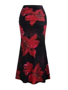 Jupes longues pour femmes, motif floral, jupes maxi sirène florales pour femmes - Product Image 4