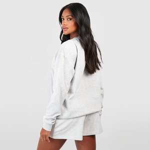 Women's Casual Spring Breathable Pullover Sweatshirt <b>Lounge</b> Suit <b>Two</b>-<b>Piece</b> Tracksuit Shorts Wholesale Available Solid Pattern - Product Image 5