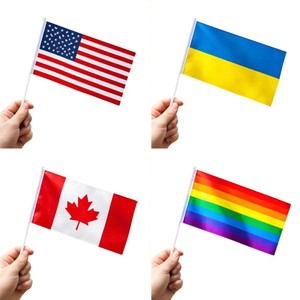 Drapeau rectangulaire portable en polyester pour extérieur avec mât en acrylique, imprimé numériquement pour activités promotionnelles - Product Image 6