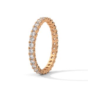 Anillo de Eternidad de Lujo en Oro Rosa con Esmeraldas y Diamantes Creados en Laboratorio, Apilable, para Novia, Aniversario y Uso Diario - Product Image 2