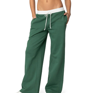 Pantalones de chándal de invierno personalizados al por mayor de fábrica, de alta calidad, de corte regular, con ribete, para mujer, de pierna recta y talla grande - Product Image 6
