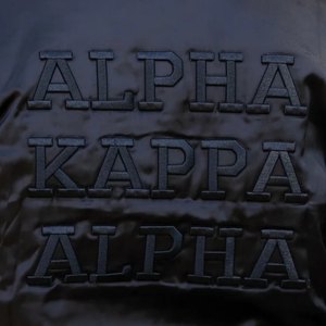 AKA All <b>Black</b> Bomber Jacket Women Sorority Inspired Zip Up Casual Streetwear Premium Lightweight Stylish Outerwear - Product Image 4