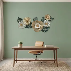Sculpture murale florale moderne en métal de grande taille, œuvre d'art florale 3D, décoration murale botanique pour salon, chambre et hôtel - Product Image 6