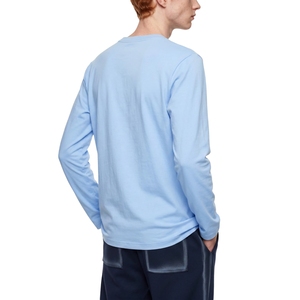 เสื้อยืดคอกลมแขนยาวสีฟ้าสำหรับผู้ชาย ผ้าฝ้ายเรียบง่าย สไตล์ลำลอง ขายส่ง เสื้อเปล่า - Product Image 3