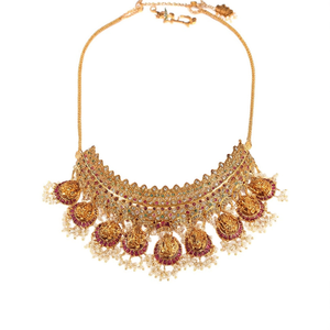 Ganesha Choker Necklace and Earring Set with Zircon Gold Plated Alloy Wedding Fashion Jewelry - Product Image 2