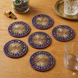 Colorful Handmade Embroidery <b>Beaded</b> <b>Coaster</b> with Artistic Pattern Design for Tea Coffee Dining Table and Living Room Decor - Product Image 5