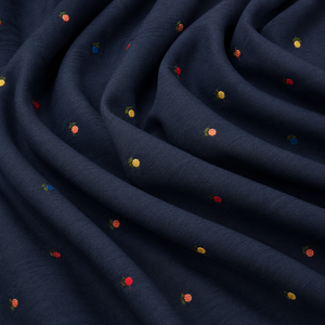 Tela de Mezclilla de Algodón Elegante con Bordado Floral Azul, Material Suave y Ligero para Vestidos, Chaquetas y Prendas de Moda - Product Image 5