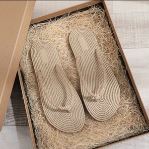 Handmade Straw <b>Slides</b> with Shell Flower Decoration Closed Toe Lightweight Heart Pattern Summer Breathable Indoor Outdoor Wear - Product Image 3