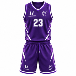 Ensemble d'uniformes de basketball en gros, personnalisables avec logo, nom et numéro, maillot et short respirants à séchage rapide pour hommes, jeunes, équipes sportives et clubs - Product Image 1