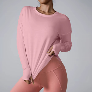 Haut de yoga à manches longues pour femme, respirant, séchage rapide, coupe régulière et grandes tailles, idéal pour l'entraînement et la gym - Product Image 4