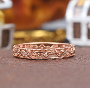 Anillo Magnético de Cobre Unisex, Anillo Terapéutico para Dedos, Diseño Floral con Hojas de Rosa y Borde de Cuentas, Alivio del Dolor Articular, Biomagnético - Product Image 5