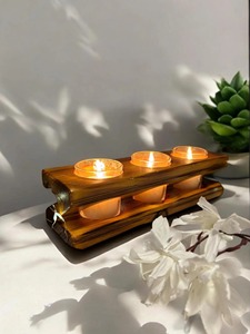 Candelabro de madera hecho a mano de alta calidad, elegante decoración para el hogar, adorno para interiores modernos, portavelas de madera hecho a mano. - Product Image 2