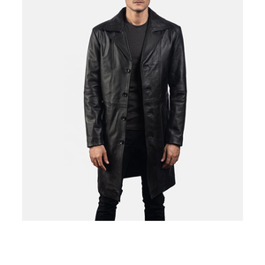 Abrigo de cuero para hombre, estilo moderno, de cuero PU, largo, tipo gabardina, diseño moderno, cómodo, corte ajustado, chaqueta de invierno para hombre, para exteriores. - Product Image 6