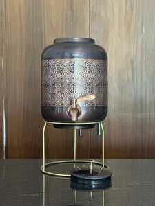 Handmade Copper <b>Water</b> <b>Container</b> with Embossing Pattern Traditional Ayurvedic Drinking <b>Water</b> Storage Vessel for Restaurant - Product Image 3