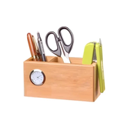 Support de stylo/crayon promotionnel en bois d'acacia, cadeau d'affaires, support en bois, horloge, porte-stylo, meilleure vente