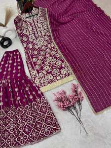 Ensemble de luxe pour femme, tenue de soirée brodée, style pakistanais et indien, avec dupatta, pour mariage et occasions festives, parure de créateur - Product Image 1
