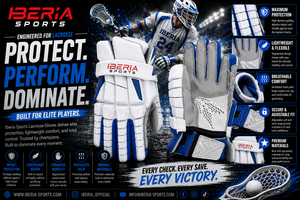 Gants de lacrosse professionnels Iberia Sports, noirs/couleurs personnalisées, rembourrés, logo personnalisable pour hommes et femmes, entraînement et compétition. - Product Image 6