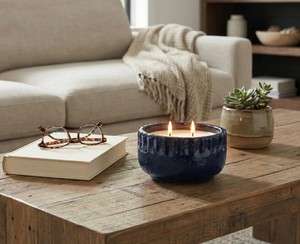 Vaso de Cerámica de Lujo para Velas, Acabado Esmaltado Profundo, Doble Mecha, Larga Duración, Diseño de Cuenco Texturizado, Decoración Premium y Elegante para el Hogar - Product Image 3