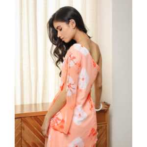 ชุดคุร์ตะแบบไหล่เดียว Albi XS สีพีชออเรนจ์ - Product Image 1