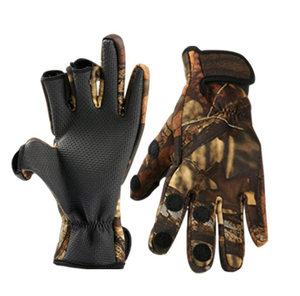 Gants de pêche coupe-vent camouflage en néoprène à doigts coupés, gants de chasse d'hiver antidérapants avec fermeture auto-agrippante pour hommes et femmes - Product Image 1
