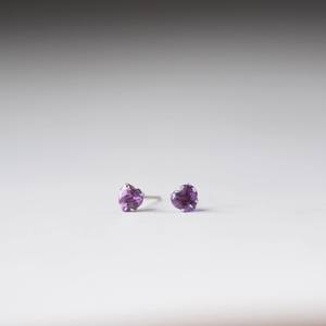 Pendientes de Plata de Ley con Amatista en Forma de Corazón, Joyería de Piedra de Nacimiento de Febrero, Regalo de Navidad o Cumpleaños - Product Image 1