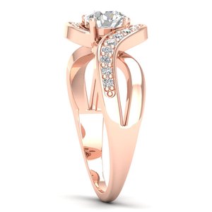 REYES 9K 10K 14K 18K Rose Gold Lab Created Round Cut 0.99 Carat Moissanite Rings for Women Engagement Wedding Fine Jewelry - Product Image 3