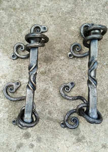 Poignée de portail en fer forgé galvanisé, style traditionnel, avec motif torsadé et ornements en spirale, pour quincaillerie de clôture - Product Image 2