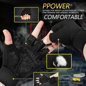 Gants de musculation rembourrés unisexes avec gel 3MM, sans doigts, respirants, à fermeture à enfiler, pour la gym et le fitness - Product Image 4
