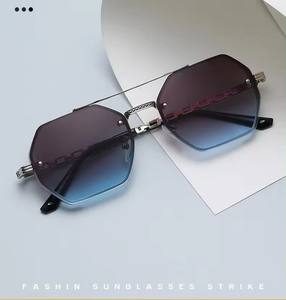 Design Polygon Specification Low Price Sun Glasses Double Bridge <b>Large</b> <b>Frame</b> Men Glasses Sunglasses Wholesale - Product Image 2
