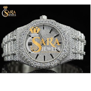 Nuevo reloj de cristal analógico de acero inoxidable de lujo con esfera de 41mm VVS Iced Moissanite Diamond Full Bust Square Band - Product Image 1