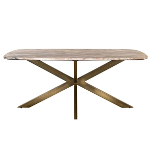 Table à manger octogonale en marbre moderne italienne 6 places, finition métal doré, pieds araignée, pour maison, bureau, hall, cuisine, restaurant - Product Image 2