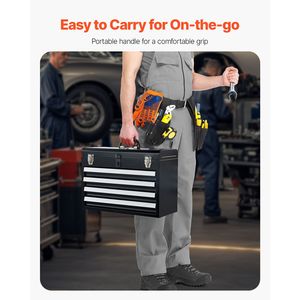 20.5-inch Portable Metal <b>Tool</b> <b>Box</b> with 4 Ball Bearing Slide Drawers <b>Small</b> <b>Tool</b> Chest Liners for Storage and Organization - Product Image 3