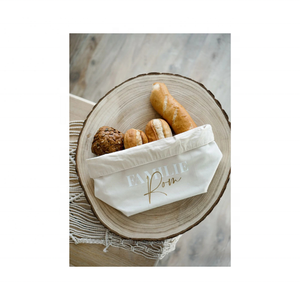 Compact Beige Striped 100% Cotton Embroidered <b>Bread</b> <b>Basket</b> Woven Lid Eco-Friendly Washable Organizer Kitchens Dining Rooms - Product Image 5
