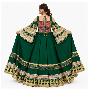 Vestido Lehenga Choli verde de alta calidad para mujer, vestido afgano Kuchi para damas, vestido tradicional con bordados elaborados, vestido afgano Kuchi. - Product Image 3