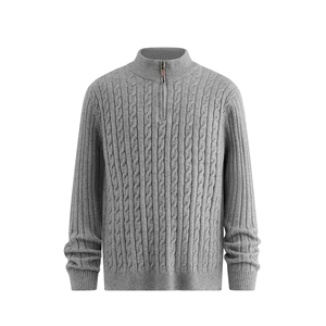 Custom Logo Men's Winter Sweater Pullover with Jacquard Pattern Knitted Top <b>Turtleneck</b> <b>Jumper</b> Zipper Closure Knitwear ODM/OEM - Product Image 3