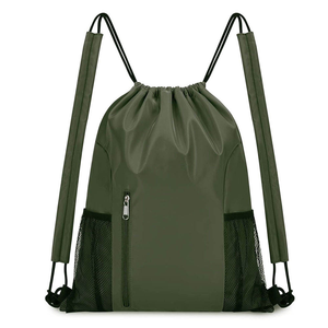 Sac à dos en polyester de qualité supérieure avec cordon de serrage, couleur noire, sac de sport en tissu avec logo personnalisé imprimé - Product Image 3