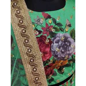 Magnifique créateur de vêtements de fête de couleur verte brodé Lehenga Choli - Product Image 2