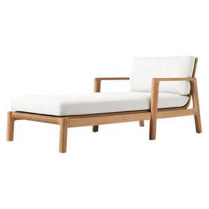 Chaise longue d'extérieur en teck avec dossier en corde tressée, style moderne, pour jardin, bord de piscine, terrasse, résistante aux intempéries - Product Image 1