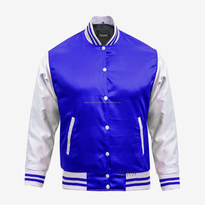Veste universitaire personnalisée 100 % polyester satiné respirant, col montant, pour sports d'hiver, nom du club, baseball, style Letterman - Product Image 1