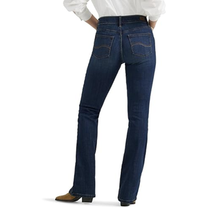 Jeans de Mezclilla de Cintura Alta para Mujer, Corte Recto, Color Azul Oscuro, Cinco Bolsillos, Estilo Casual, para Todas las Temporadas - Product Image 3