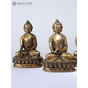 Juego de cinco esculturas de Buda de latón de calidad premium de 8 \ "en diferentes Mudras - Product Image 2