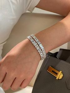 Bracelet à maillons de chaîne RAMDUT IMPEX Clover Hip Hop unisexe, motif floral, diamant taille brillant serti en canal, certifié IGI - Product Image 3